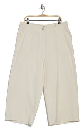 Max Studio Cotton Piqué Crop Wide Leg Pants