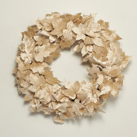 Beige Soft Velvet Maple Leaf 22" Wreath