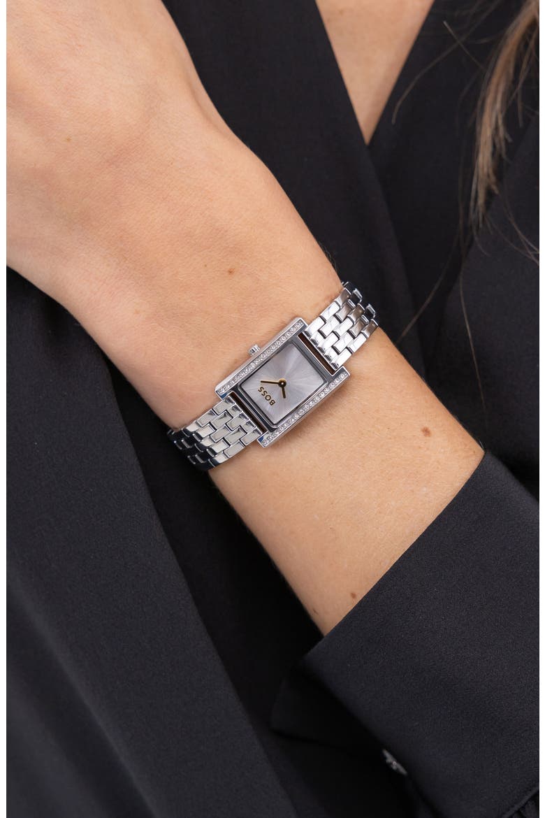 Lucy Precious Rectangular Watch, 18.5mm, Alternate, color, SILVER