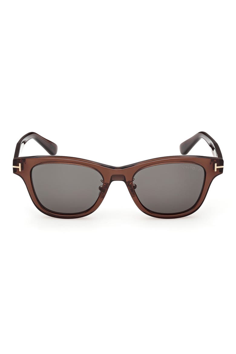 52mm Square Sunglasses, Main, color, SHINY BLACK / SMOKE