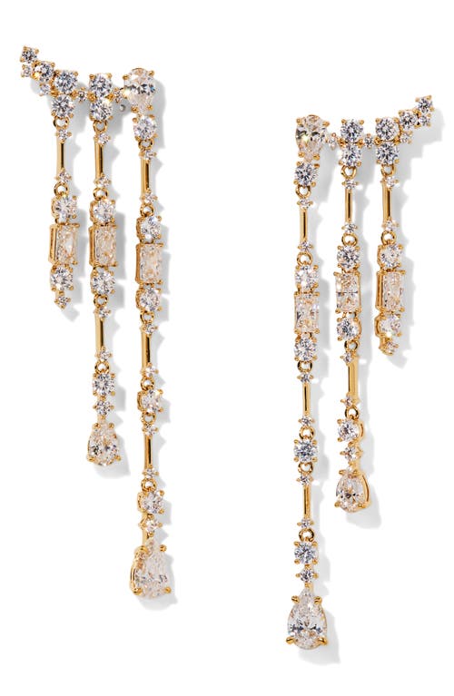 Nadri Everleigh Cubic Zirconia Fringe Climber Earrings In Gold