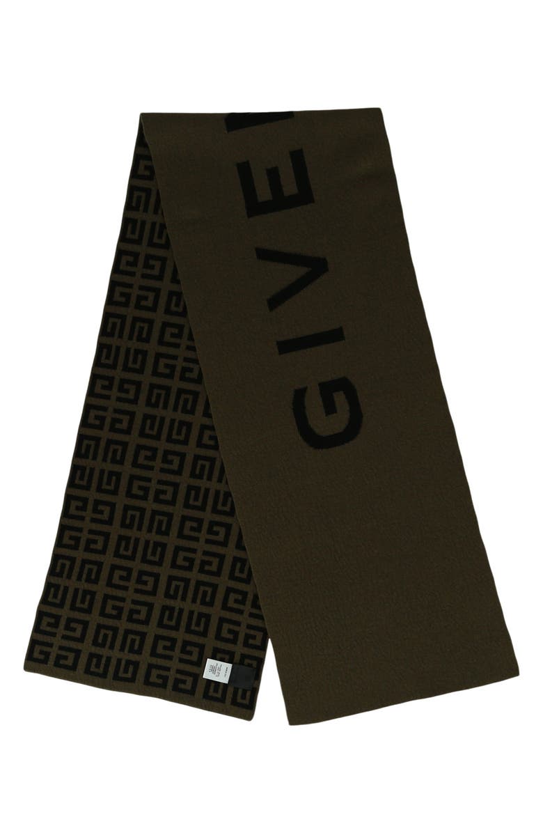 Givenchy Double Face 4G Wool & Cashmere Scarf, Alternate, color, Black Khaki