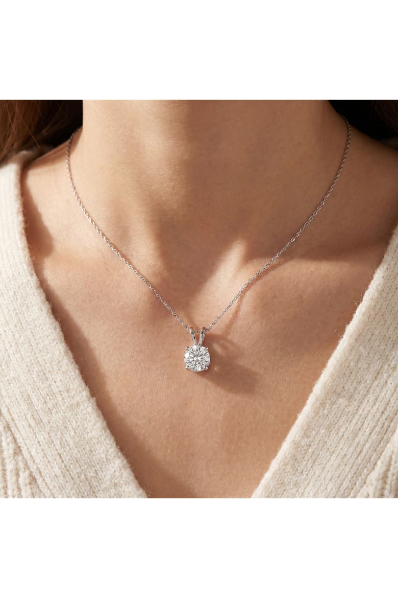1 1/2 Ct Moissnite Solitaire Pendant 14k Gold Womens Necklace, Alternate, color, 14k White Gold