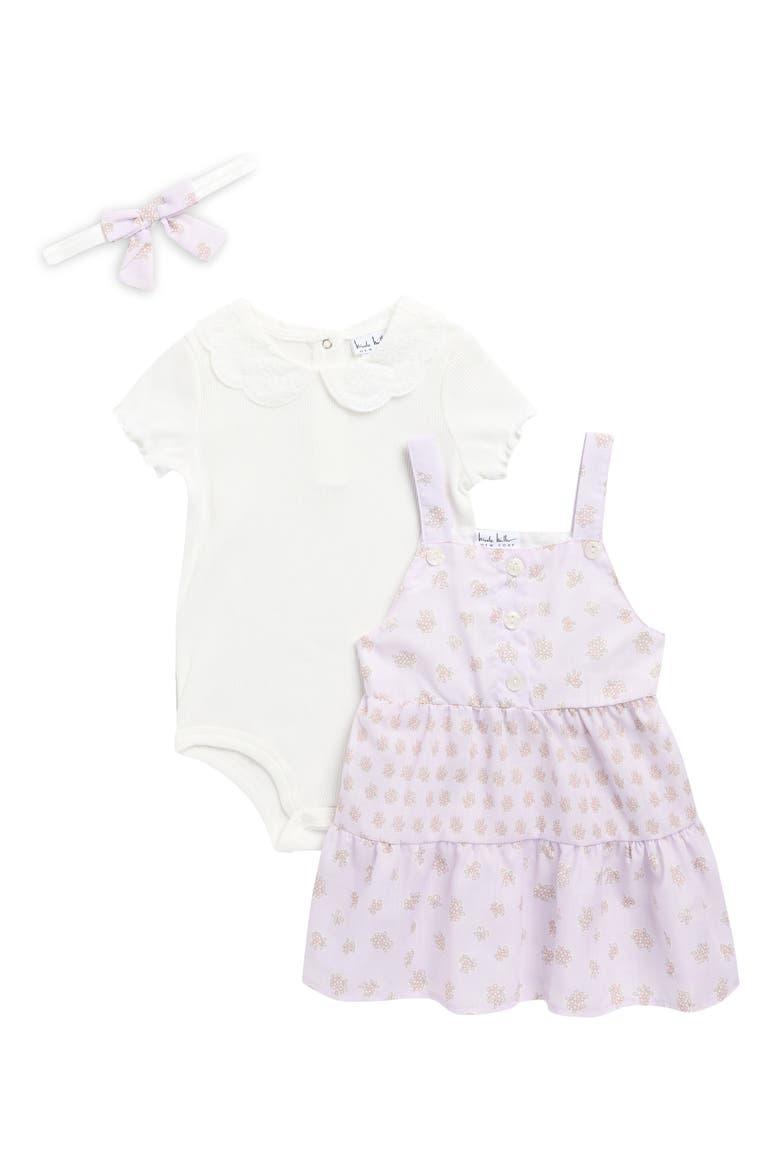 Rib Bodysuit, Tiered Dress & Headband Set, Main, color, ORCHID HUSH