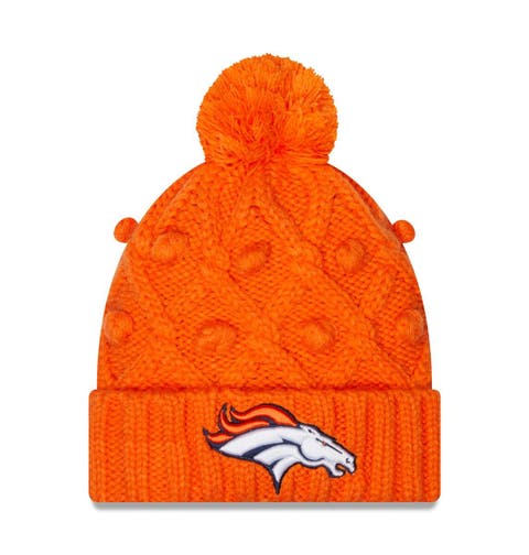 Women
s New Era Orange Denver Broncos Toasty Cuffed Knit Hat with Pom
