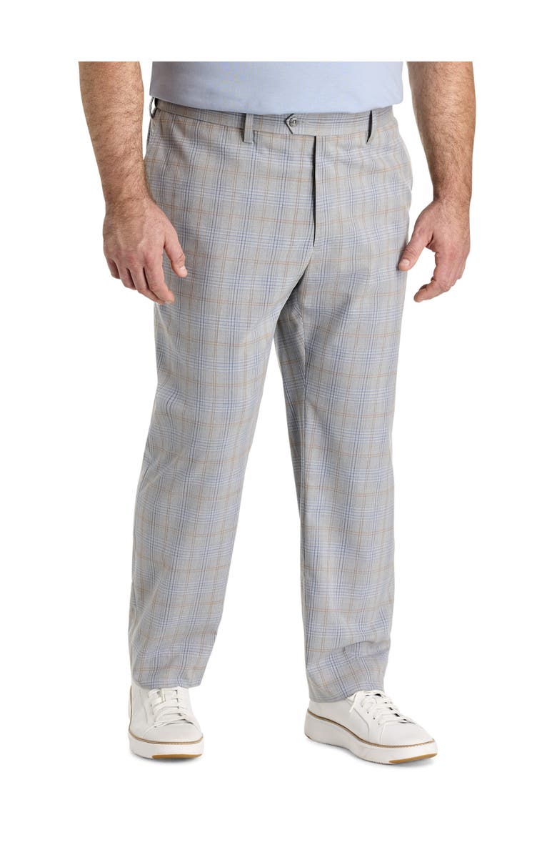 Oak Hill by DXL Big & Tall  Waist-Relaxer Plaid Dress Pants, Main, color, Grey