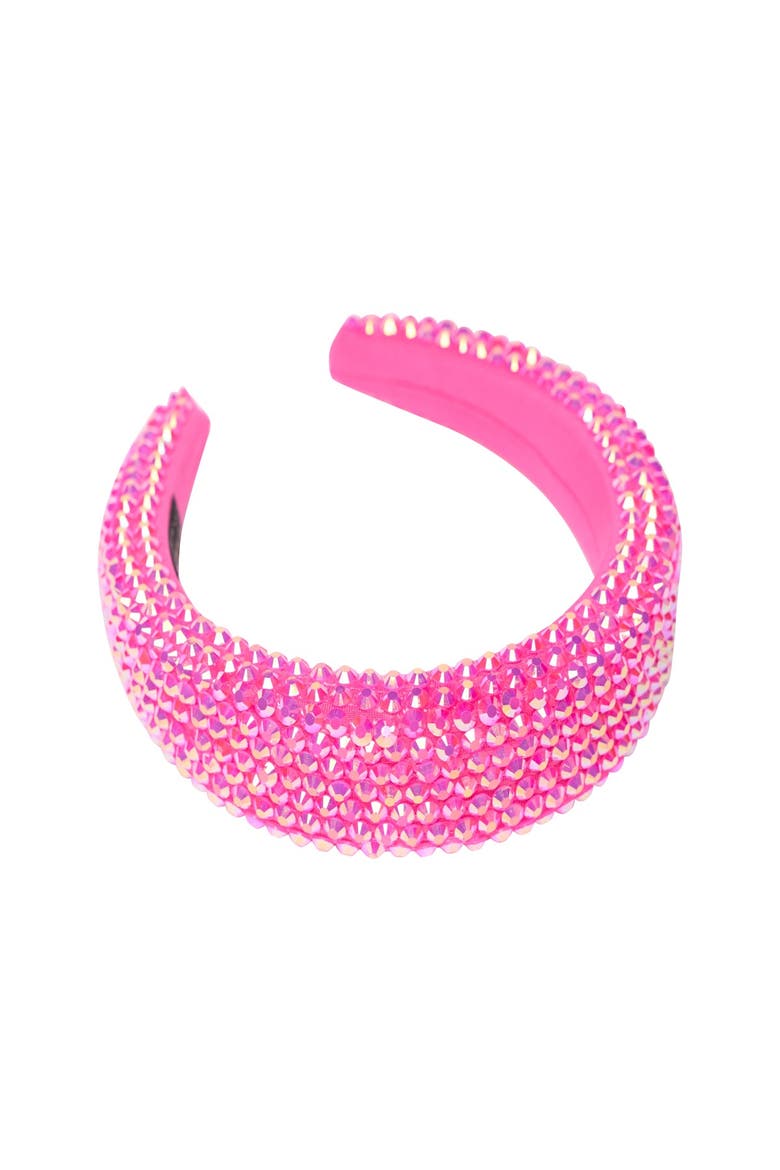 Colored rhinestone puff headband, Main, color, Bright Pink
