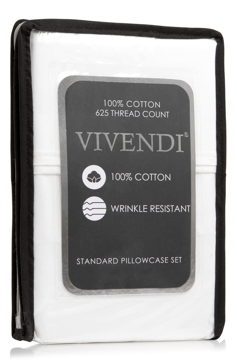 BEDHOG Set of 2 Pima Cotton 625 Thread Count Pillowcases, Alternate, color, White