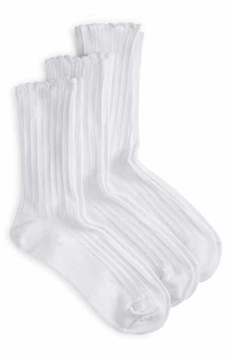 3-Pack Scalloped Pointelle Crew Socks