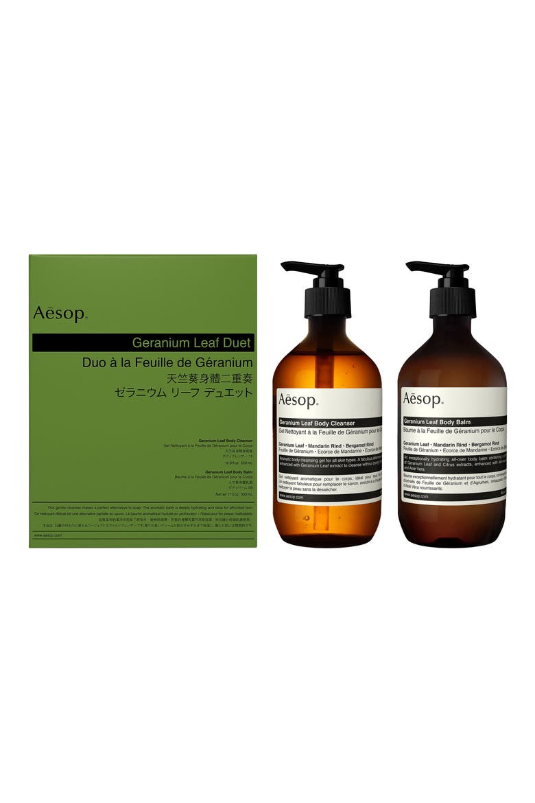 Geranium Leaf Body Cleanser & Body Balm Duet, Main, color, NONE
