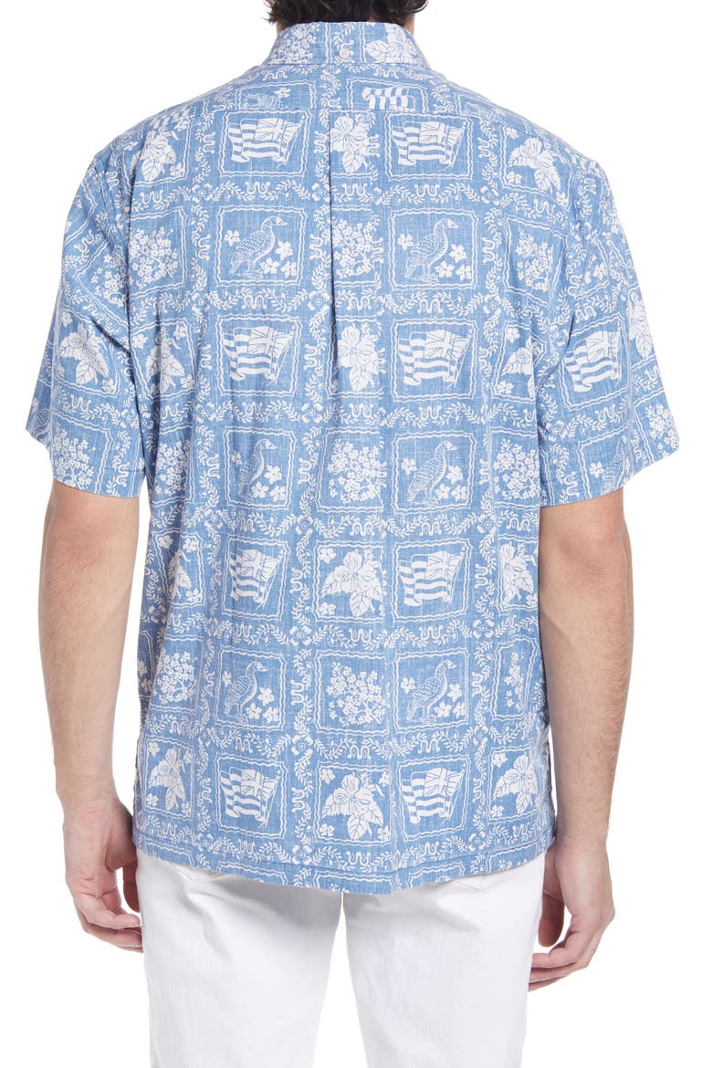 Lahaina Sailor Classic Fit Short Sleeve Button-Down Sport Shirt, Alternate, color, DENIM