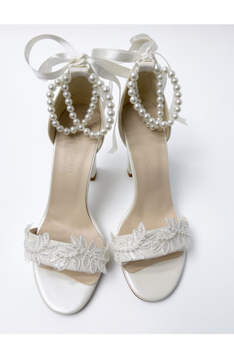 Forever & Always Shoes Elysia Pearl & Lace Wedding Heel, Alternate, color, Ivory