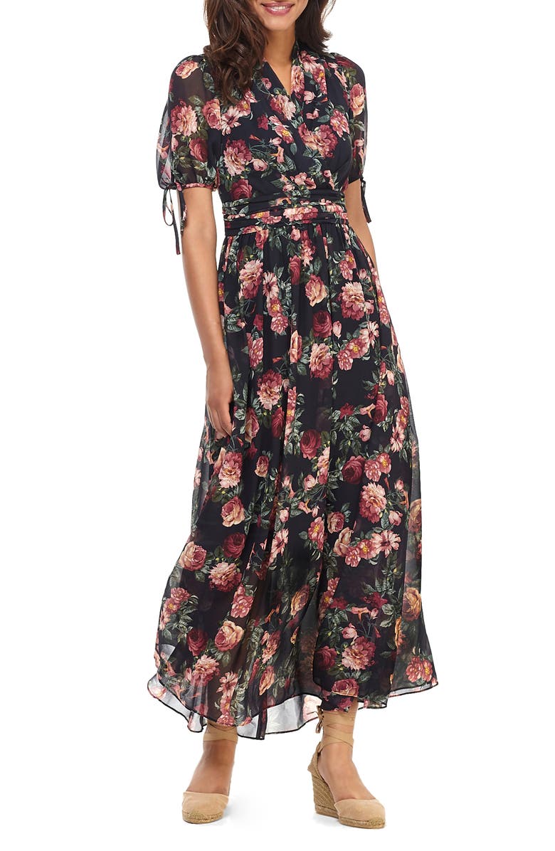 Gal Meets Glam Collection Ashlynn Floral Print Chiffon Maxi Dress, Main, color,