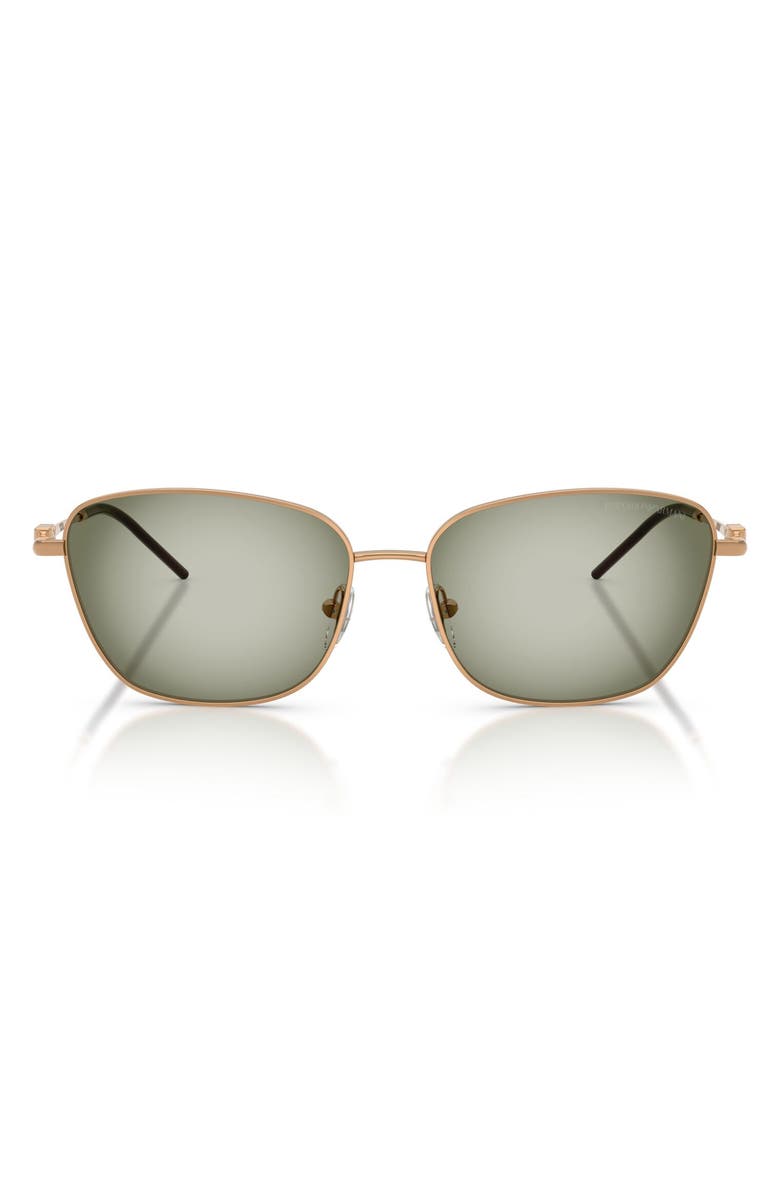 Emporio Armani 57mm Irregular Sunglasses, Main, color, Shiny Metalized Brown / Green