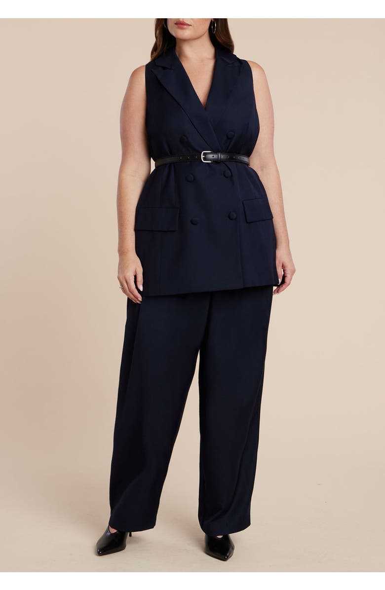 ELOQUII Long Tailored Vest, Alternate, color, Navy
