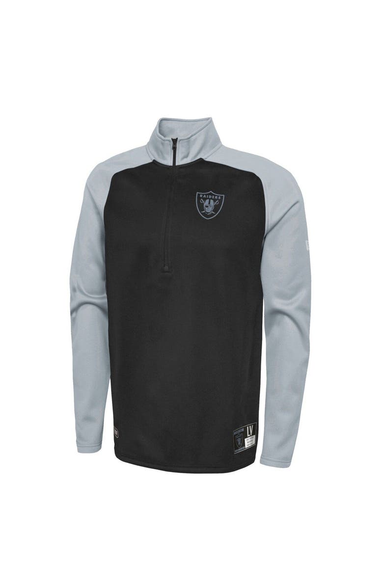 New Era Men's New Era Black Las Vegas Raiders Combine Authentic O-Line Raglan Half-Zip Jacket, Alternate, color, Black