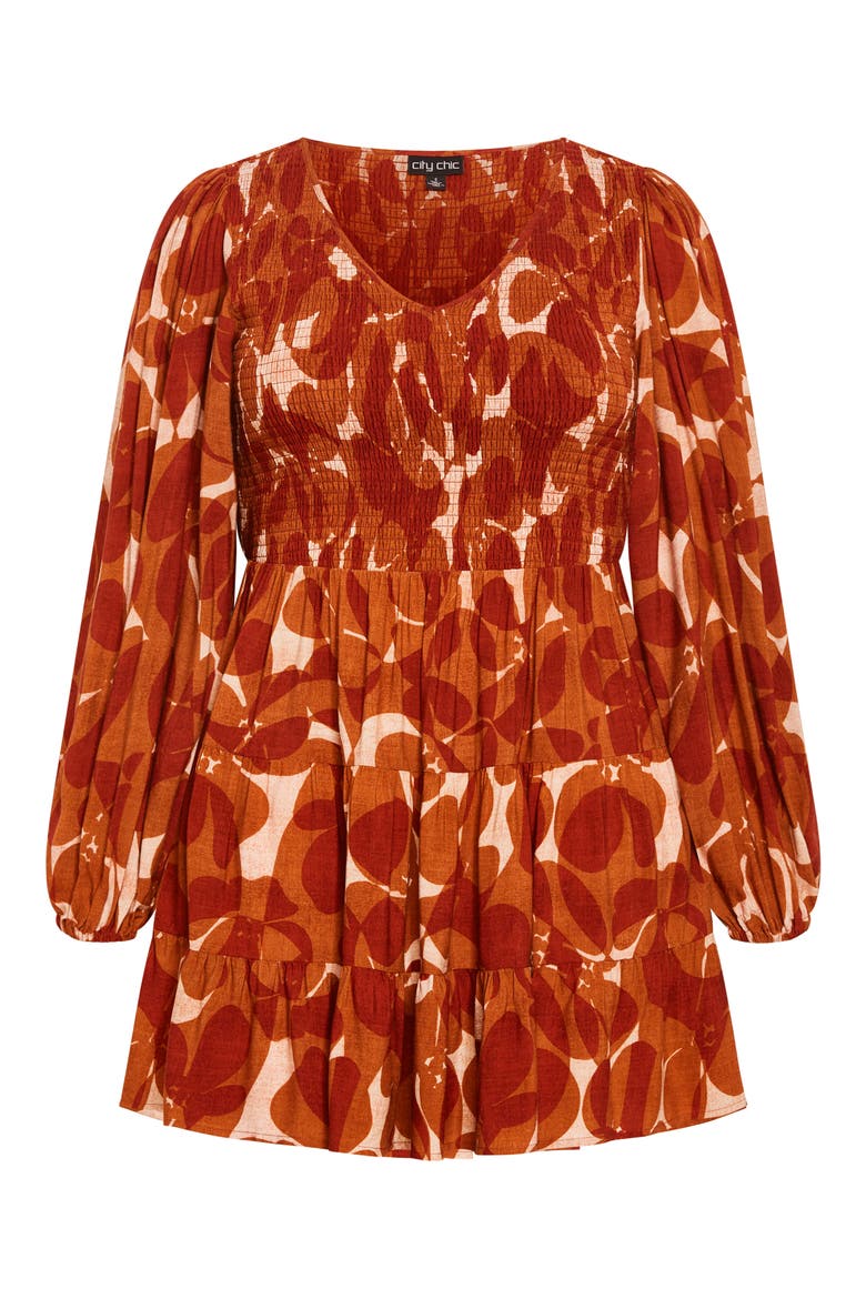 Celine Luna Print Long Sleeve Minidress, Alternate, color, RED PRINT