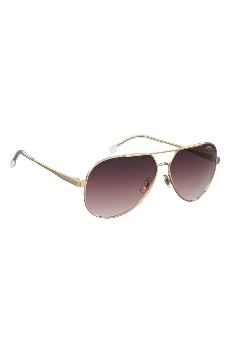 Carrera Eyewear 63mm Polarized Oversize Aviator Sunglasses, Alternate, color, Gold Burgundy/ Gradient Pink