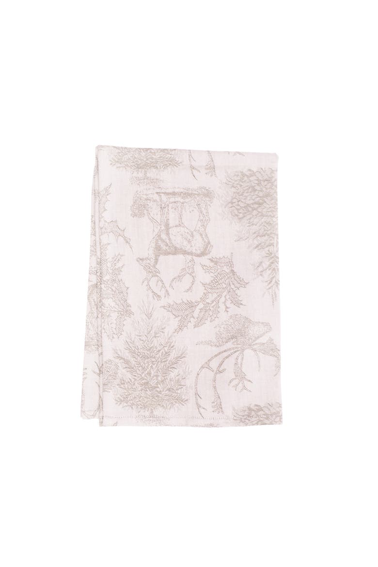 Jacquard Stag Clay Cotton Woven Kitchen Towel, Main, color, White