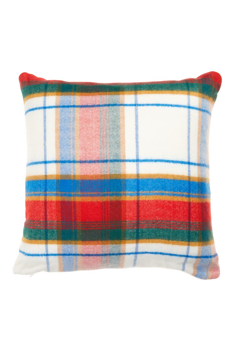 Family Plaid Felt Throw Pillow, Alternate, color, IVORY MULTI PREPPY PLAID