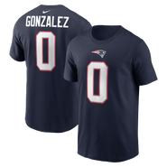 Nike Men's Nike Christian Gonzalez Navy New England Patriots Player Name & Number T-Shirt