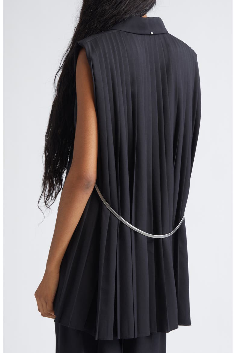 Albero Pleat Back Wool Blend Vest, Alternate, color, BLACK