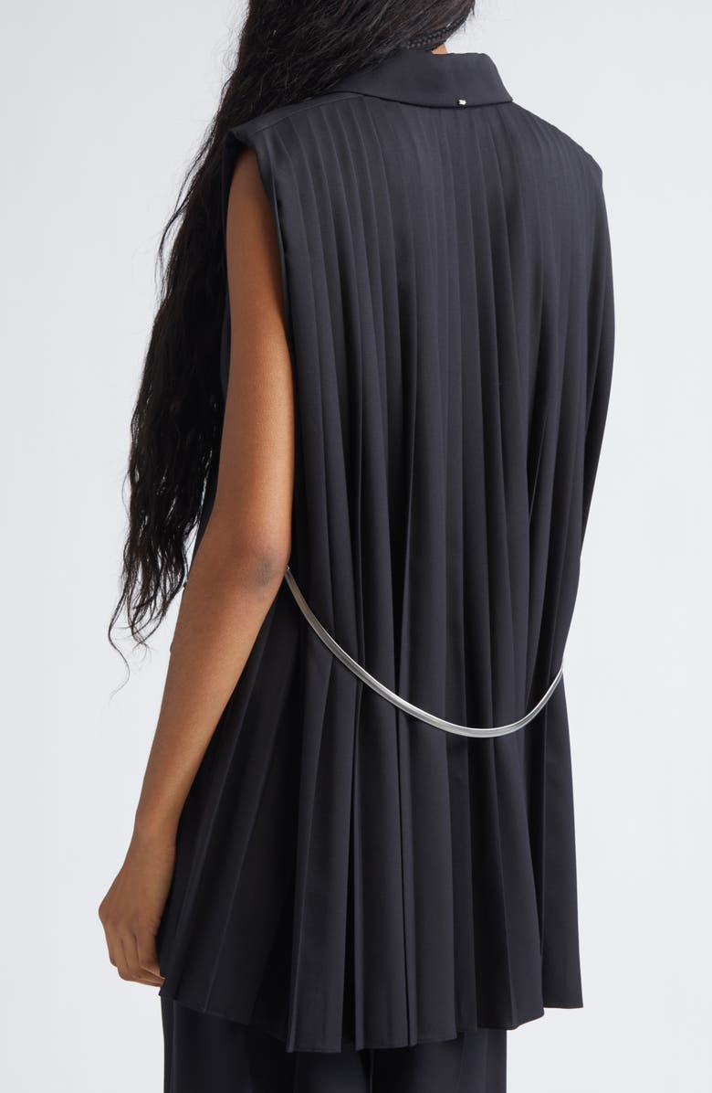 SPORTMAX Albero Pleat Back Wool Blend Vest, Alternate, color, Black