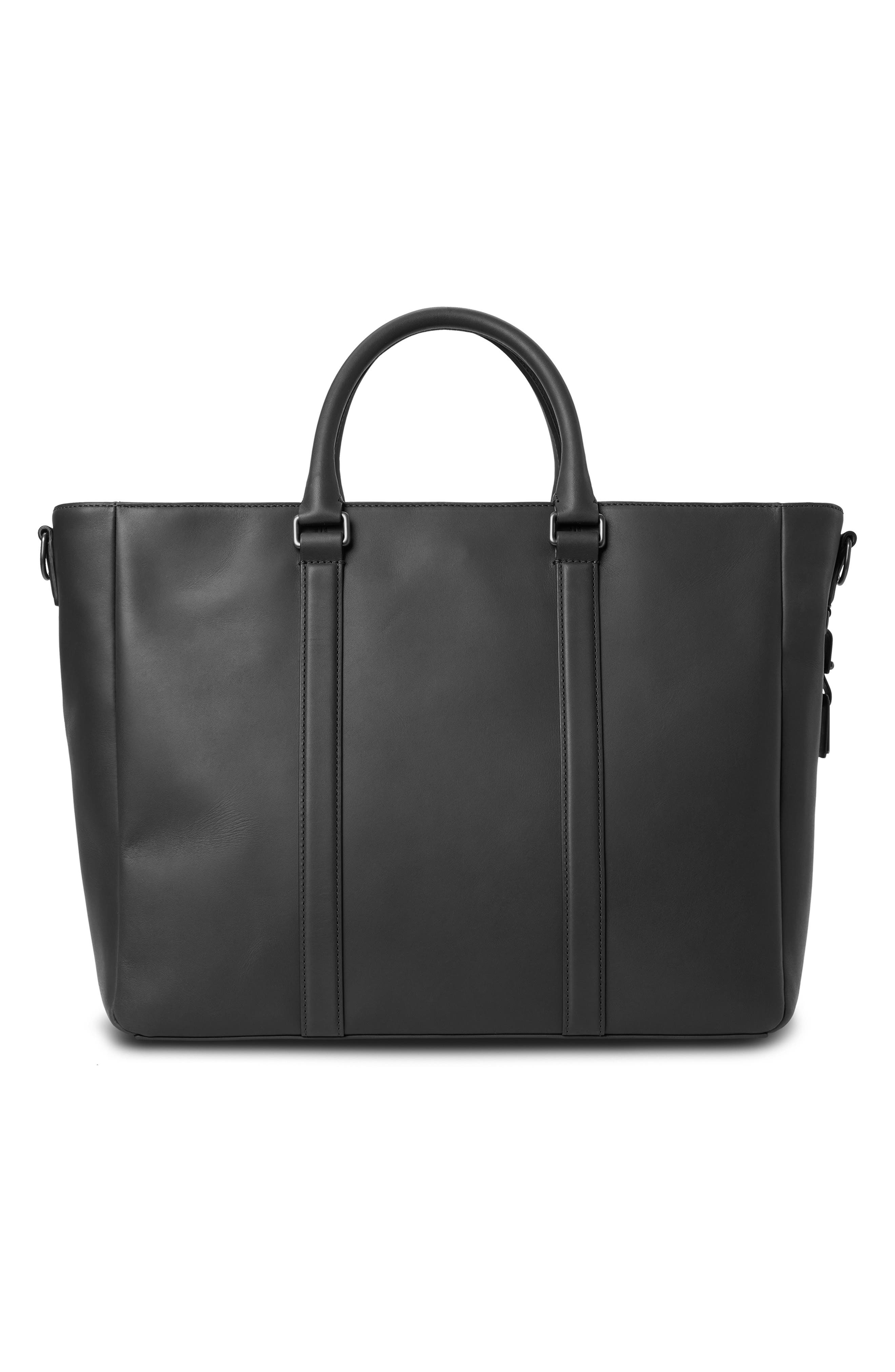 Runwell Leather Zip Briefcase, Alternate, color, BLACK