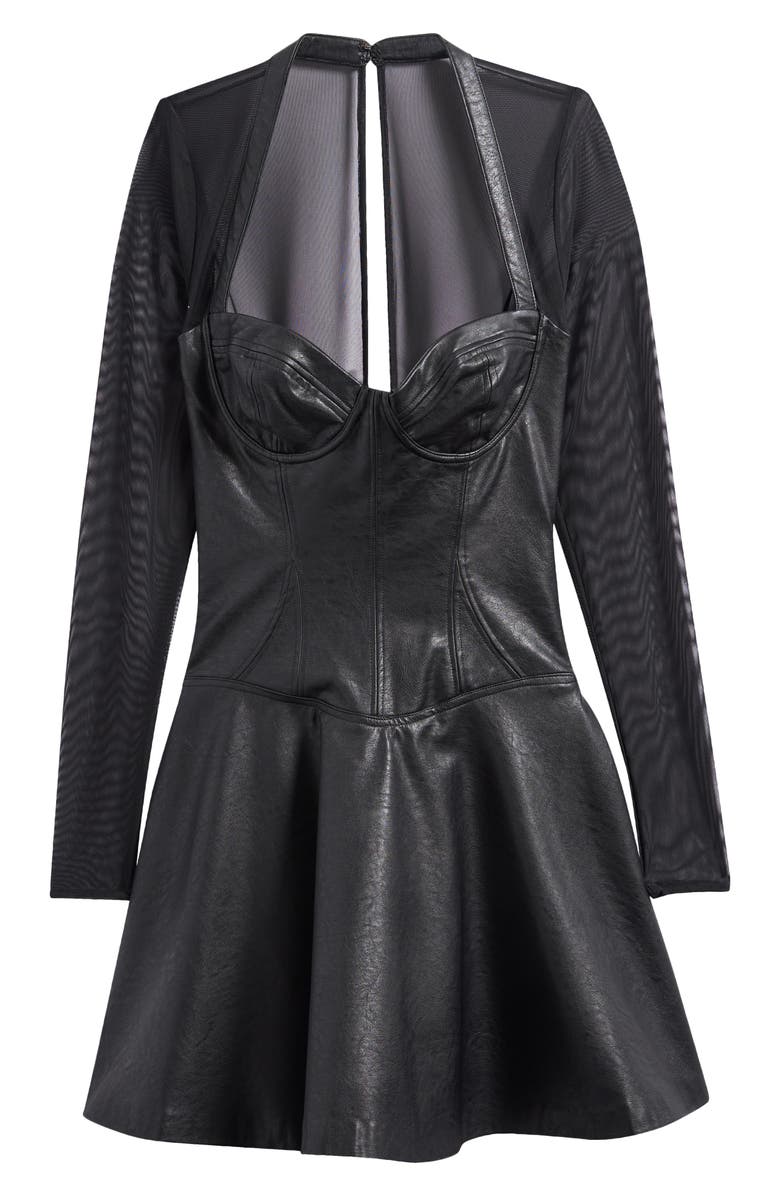 Mistress Rocks Faux Leather & Mesh Corset Minidress, Alternate, color,