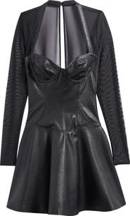 Mistress Rocks Faux Leather & Mesh Corset Minidress