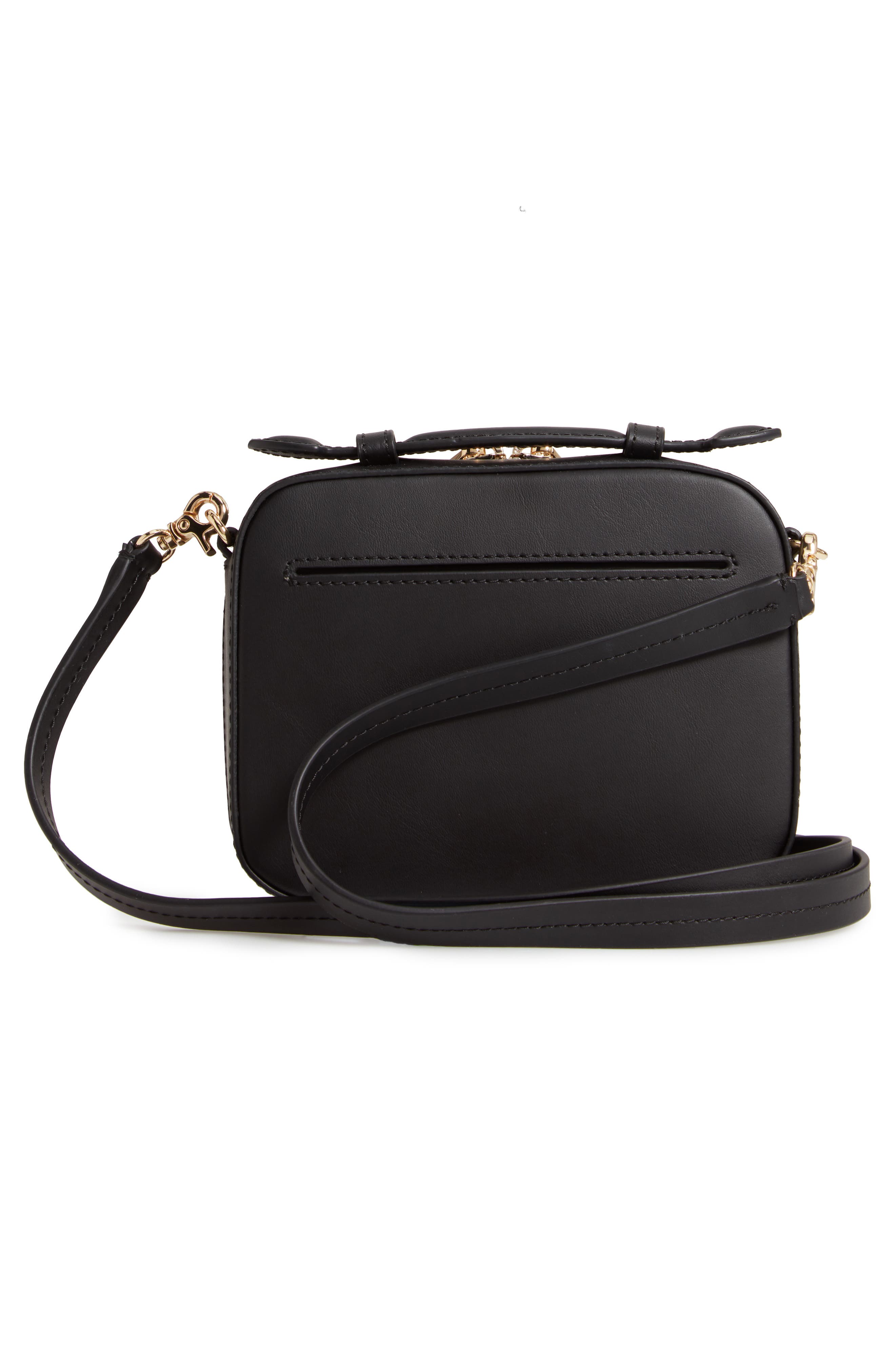 Earthette Small Box Leather Crossbody Bag, Alternate, color, BLACK