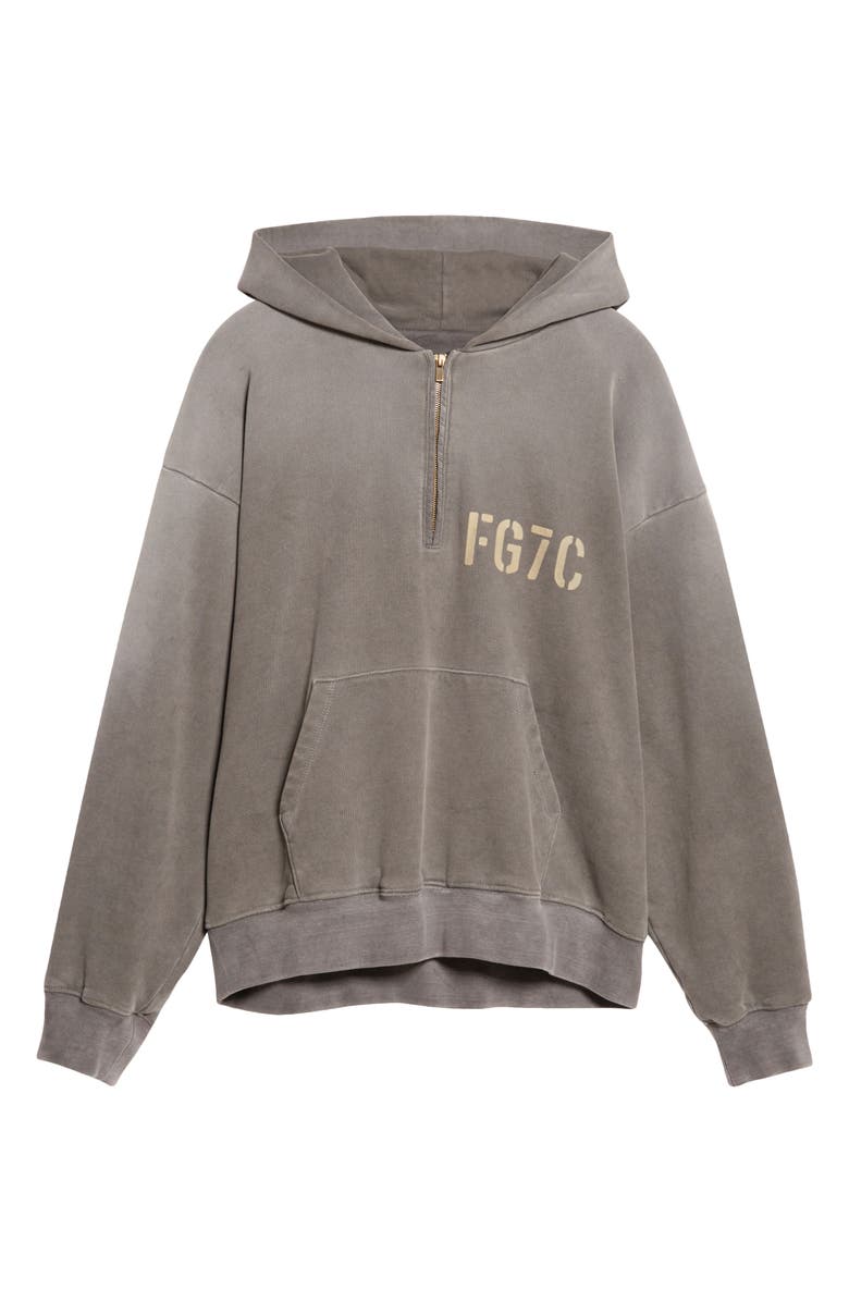 Fear of God Logo Quarter Zip Cotton Hoodie, Alternate, color, 