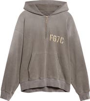 フィアオブゴッド Fear of God Zip Hoodie Fear of God Logo Quarter Zip Cotton Hoodie | Nordstrom