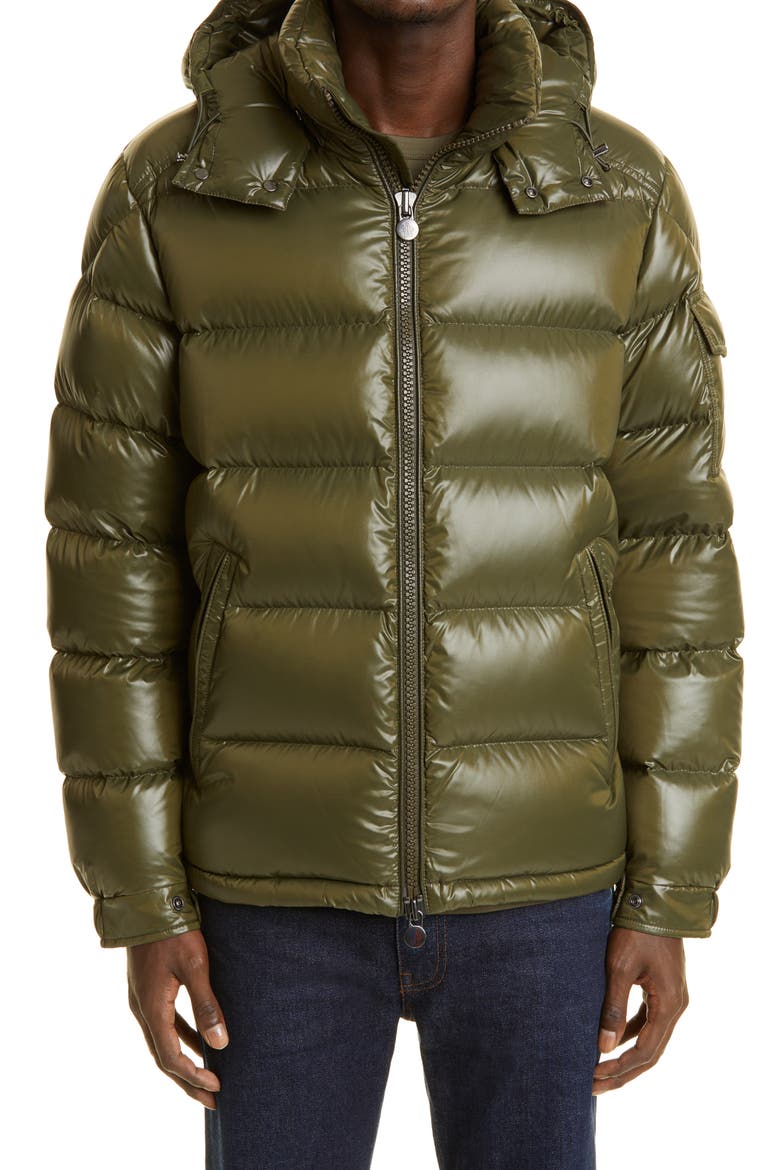 Maya Lacquered Down Jacket, Main, color, KHAKI GREEN