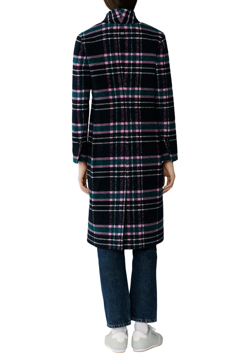 Diane Plaid Single Breasted Coat, Alternate, color, INDIGO MULTI