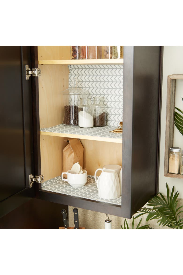 Herringbone Print Reusable Shelf Liner Set/2, Alternate, color, Gray