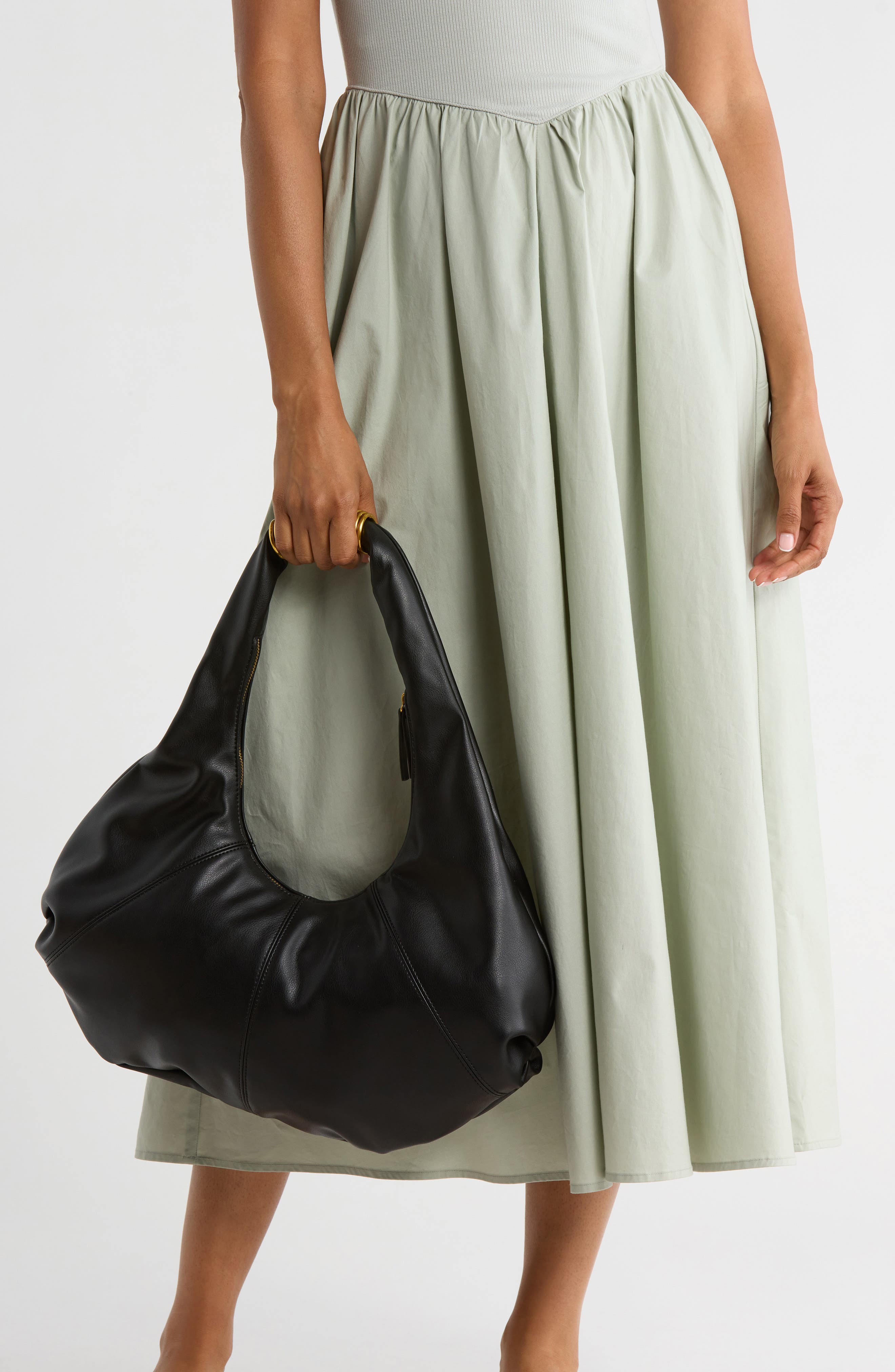 Collection XIIX Ring Detail Slouchy Hobo Bag, Alternate, color, Black