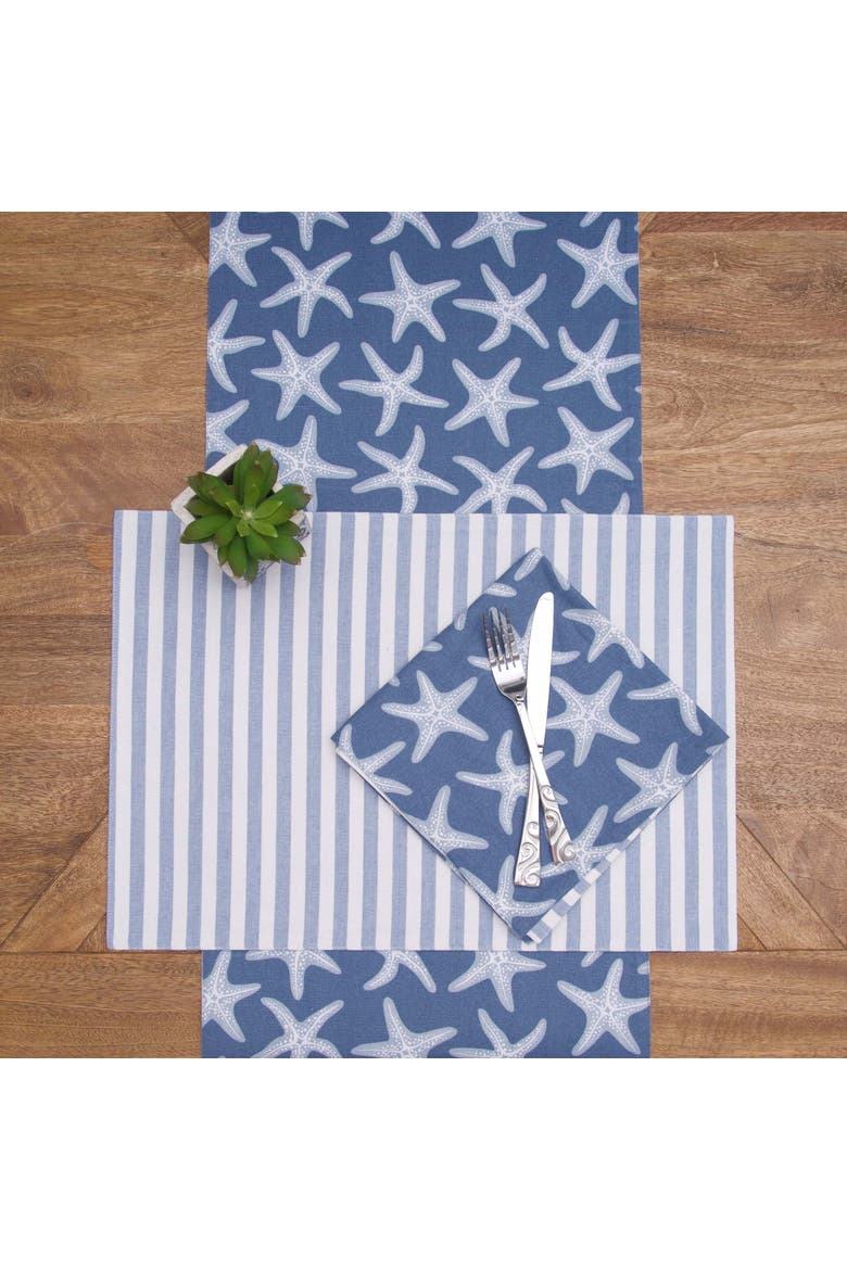 Calming Seas Starfish Reversible Placemats Set of 6, Alternate, color, Blue