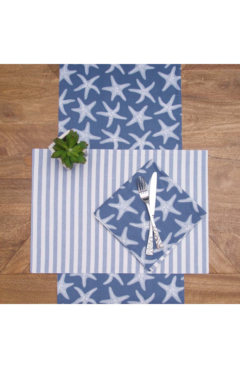 C&F Home Calming Seas Starfish Reversible Placemats Set of 6, Alternate, color, Blue