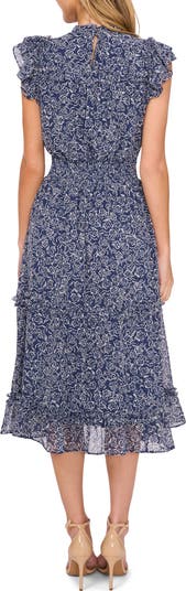 Floral Flutter Sleeve Midi Dress