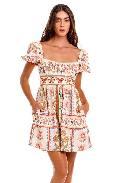 Agua Bendita Fiore Rosal Handmade Mini Dress Multicolor In Multi