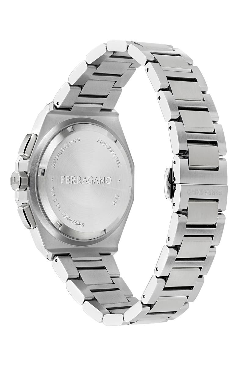 FERRAGAMO Edge Chronograph Bracelet Watch, 42mm, Alternate, color, Stainless Steel