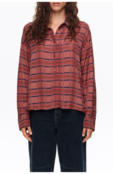 Checked Boxy Fluid Shirt