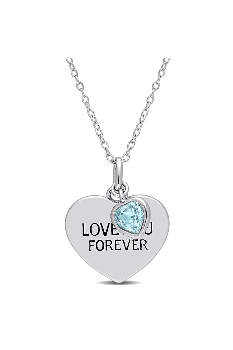 LOVE YOU FOREVER Heart Necklace, Main, color, Blue Topaz