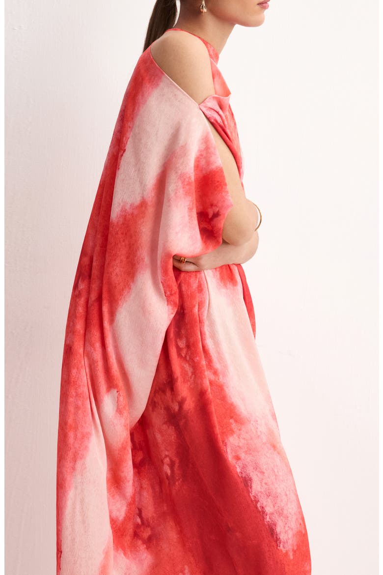 Print Cold Shoulder Maxi Dress, Alternate, color, RED