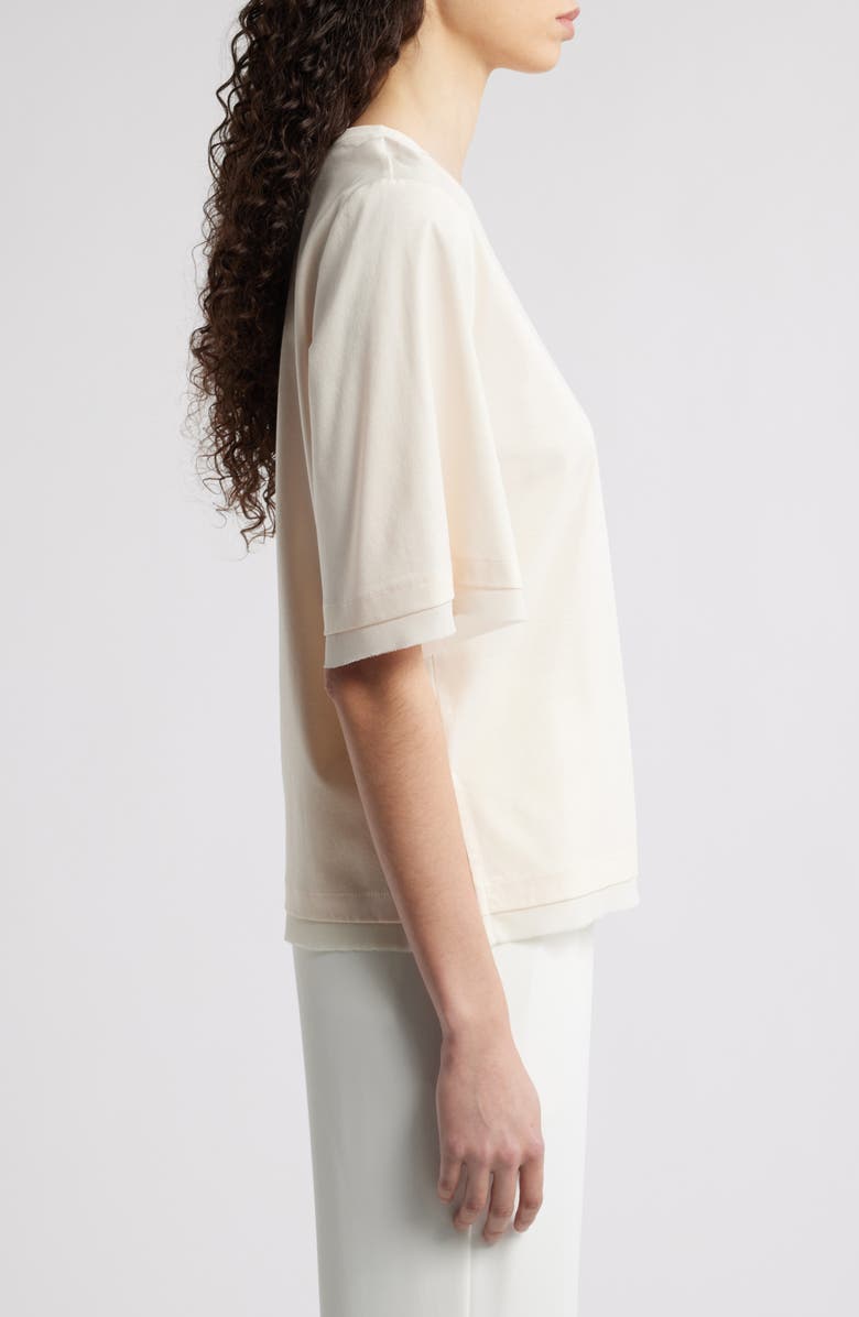 KOBI HALPERIN Chiffon Trim Cotton T-Shirt, Alternate, color, Ecru