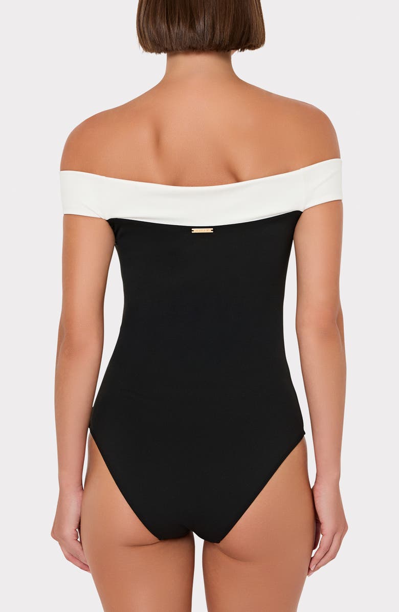 Milly Off the Shoulder One-Piece Swimsuit, Alternate, color,