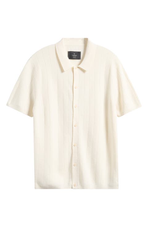 Piazza Rib Cotton & Linen Full Button Cardigan