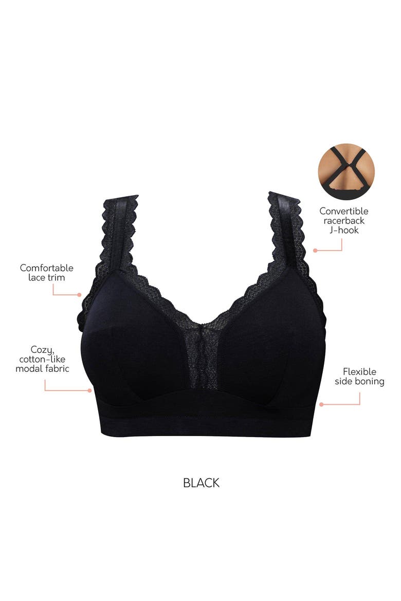 Dalis Wire-Free Bralette, Alternate, color, Black