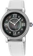 GV2 Marsala Mother of Pearl Dial Diamond Faux Leather Strap Watch, 37mm - 0.096ct.
